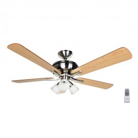 CP68132 - VENTILADOR TECHO 4TULIPAS 5ASPAS MADERA 132CM C.MANDO ORBEGOZO