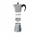 Cafetera clásica de aluminio. 1 taza. Mango ergonómico. Válvula de seguridad. Válida para cocinas de gas, eléctricas y vitrocerá