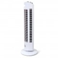 Ventilador de torre oscilante. 3 velocidades de ventilación. Posición fija u oscilante. Potencia 45 W. Altura 74cm. Temporizador