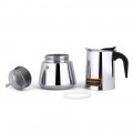 Cafetera de acero inoxidable. 12 tazas. Mango ergonómico. Válvula de seguridad. Válida para cocinas de gas, eléctricas, vitrocer